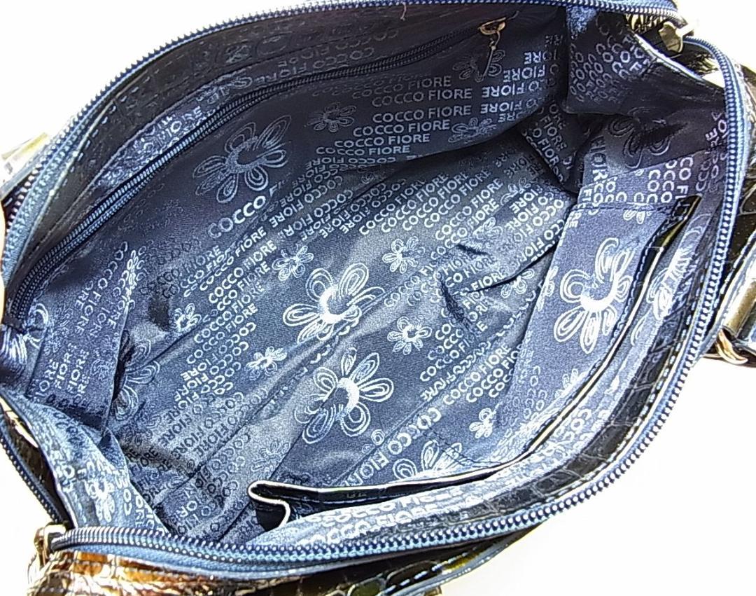 【COCCO FIORE】牛革 エナメル加工 クロコ型押し 2wayバッグ COCCO FIORE クロコ型押し 2WAYショルダーバッグ エナメル