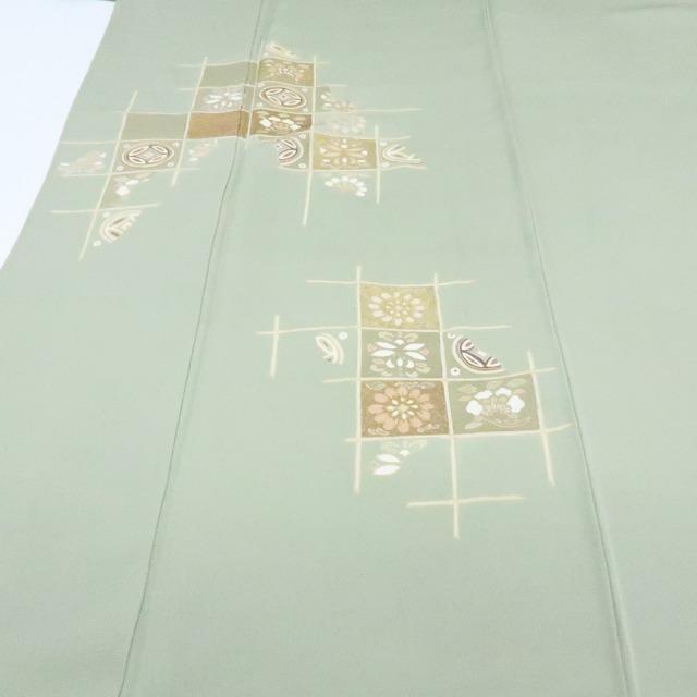 Y2467◇美品 正絹 金駒刺繡 染め一つ紋 手縫い仕立て 訪問着 着物