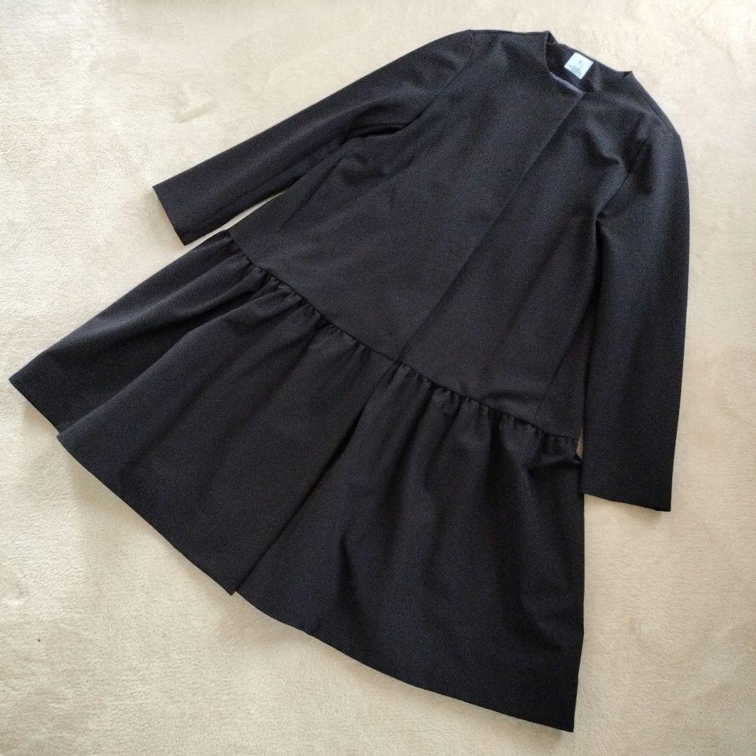 美品KUMIKYOKU NAVY ダブルクロスストレッチ ノーカラーコートM