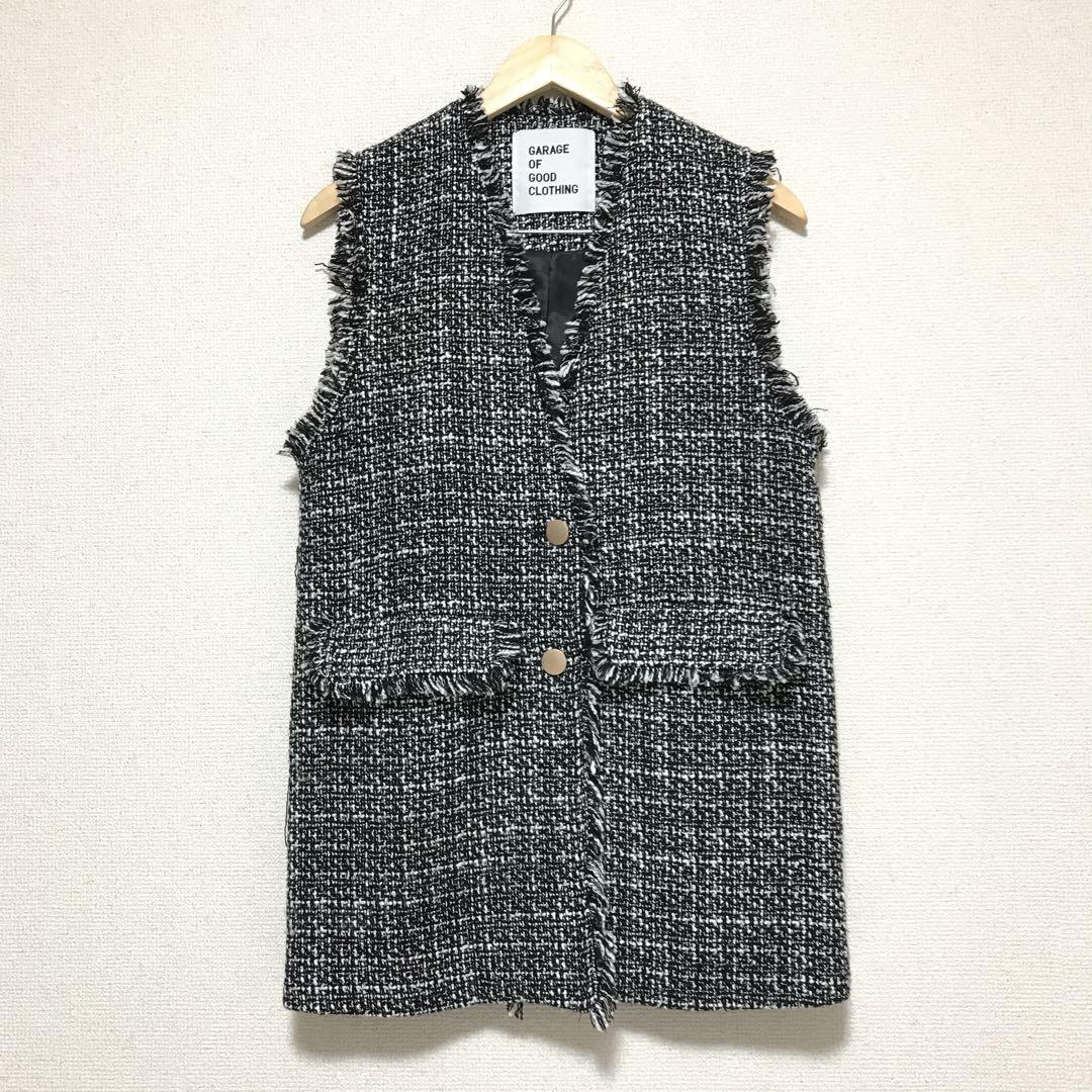 新品 GARAGE OF GOOD CLOTHING ラメファンシーツイードジレ トップス
