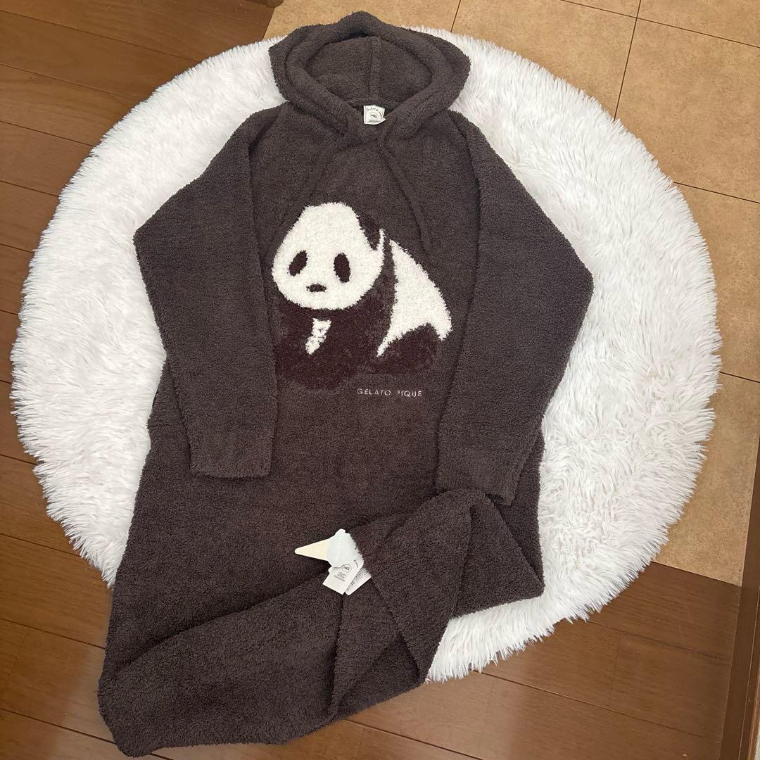 新品 タグ付き！ジェラートピケ ♡ パンダジャガードフードワンピース