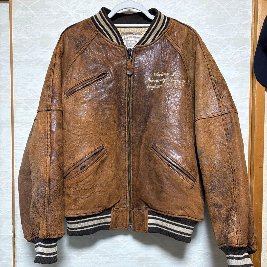 AVIREX ブラウンレザージャケットS・AVIREX
