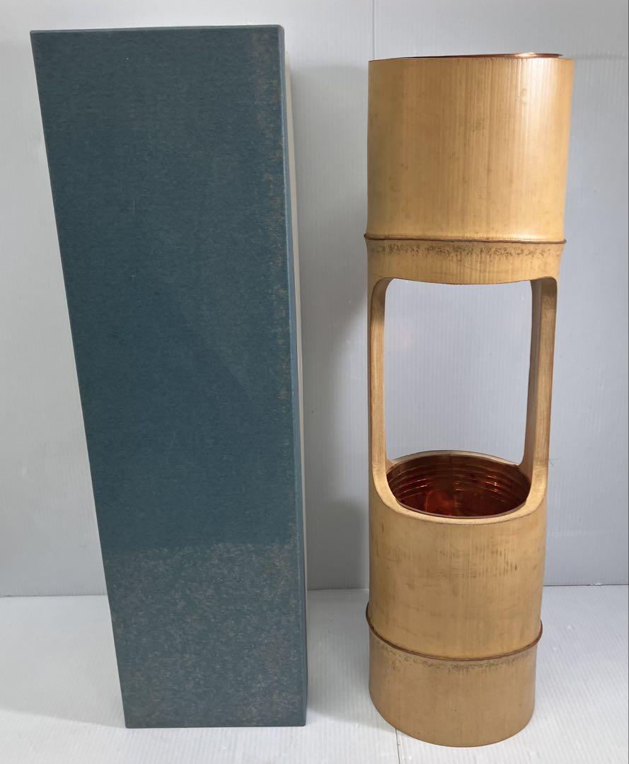 花器】竹 2段 花入れ 華道 生け花 竹工芸 竹細工 竹製 箱付き