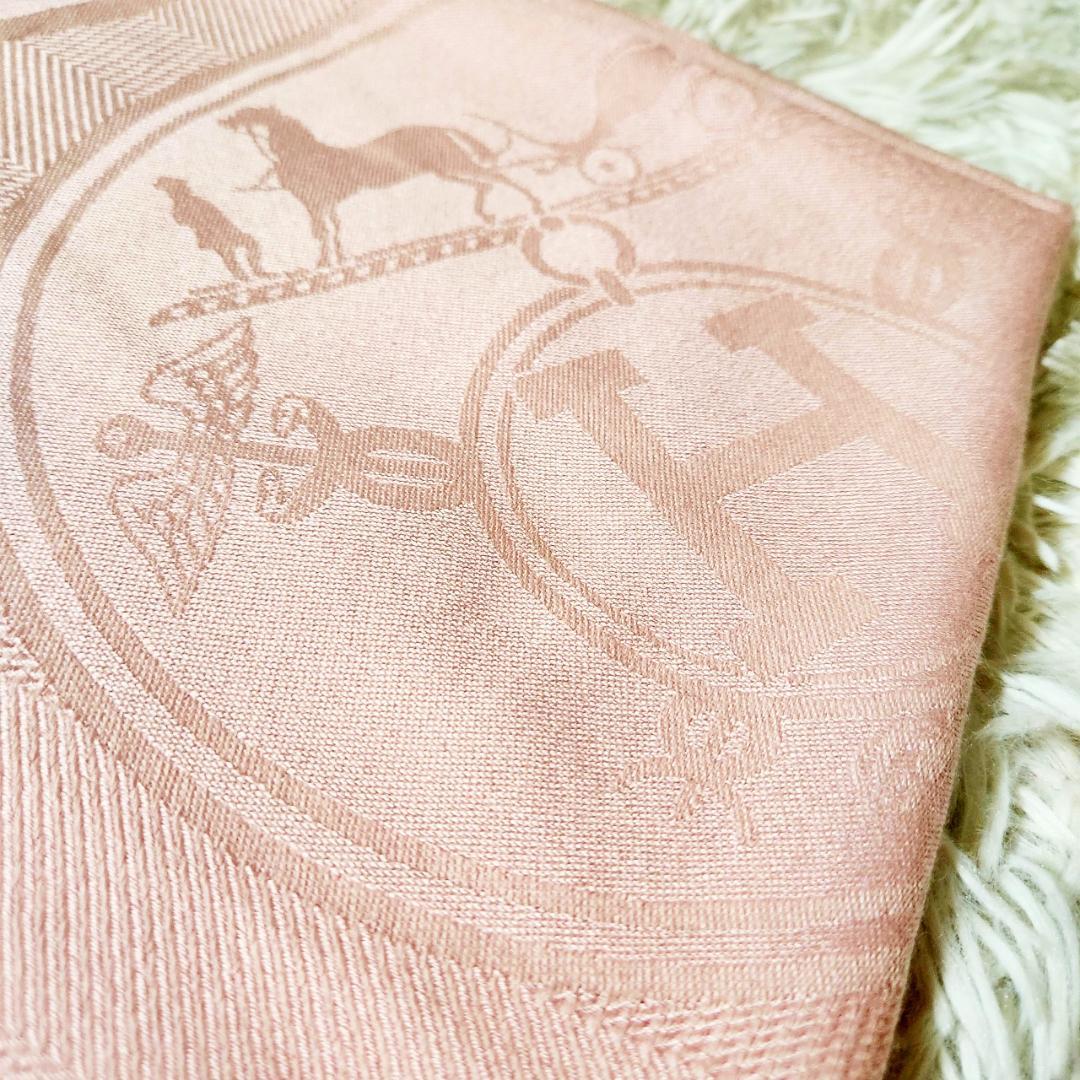 【美品 鑑定済】エルメス 大判ストール ニューリブリス カシミヤシルク 馬車ロゴ 美品 鑑定済】エルメス 大判ストール ニューリブリス カシミヤ