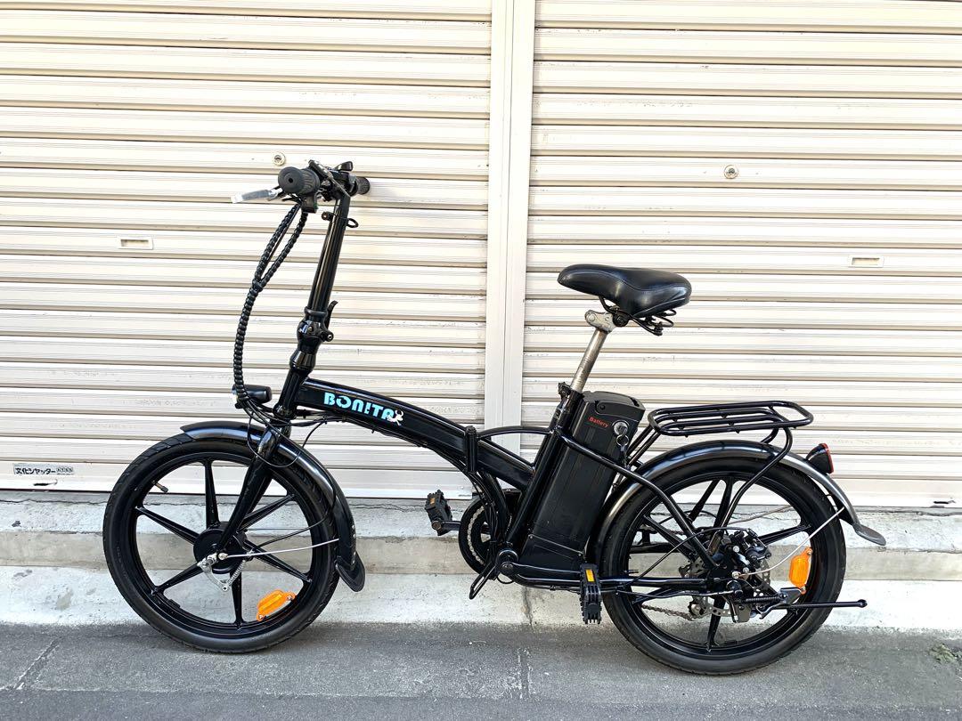 送料無料BONITAディスク式折り畳みフル電動自転車6速20インチ 動作確認済