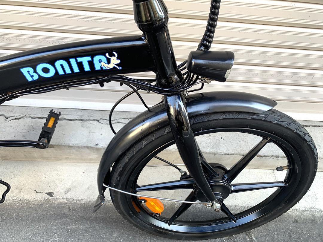 送料無料BONITAディスク式折り畳みフル電動自転車6速20インチ 動作確認済