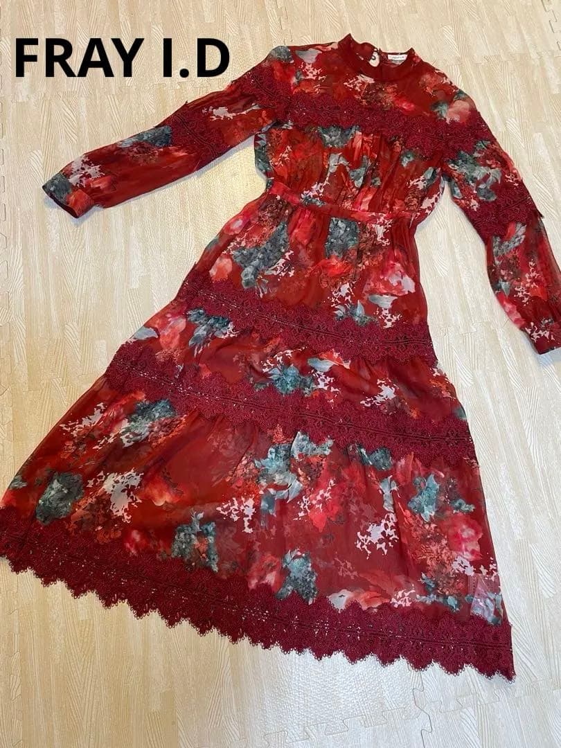 FRAY I.D フレイアイディ ワンピース 赤 花柄 サイズS 推し活にも