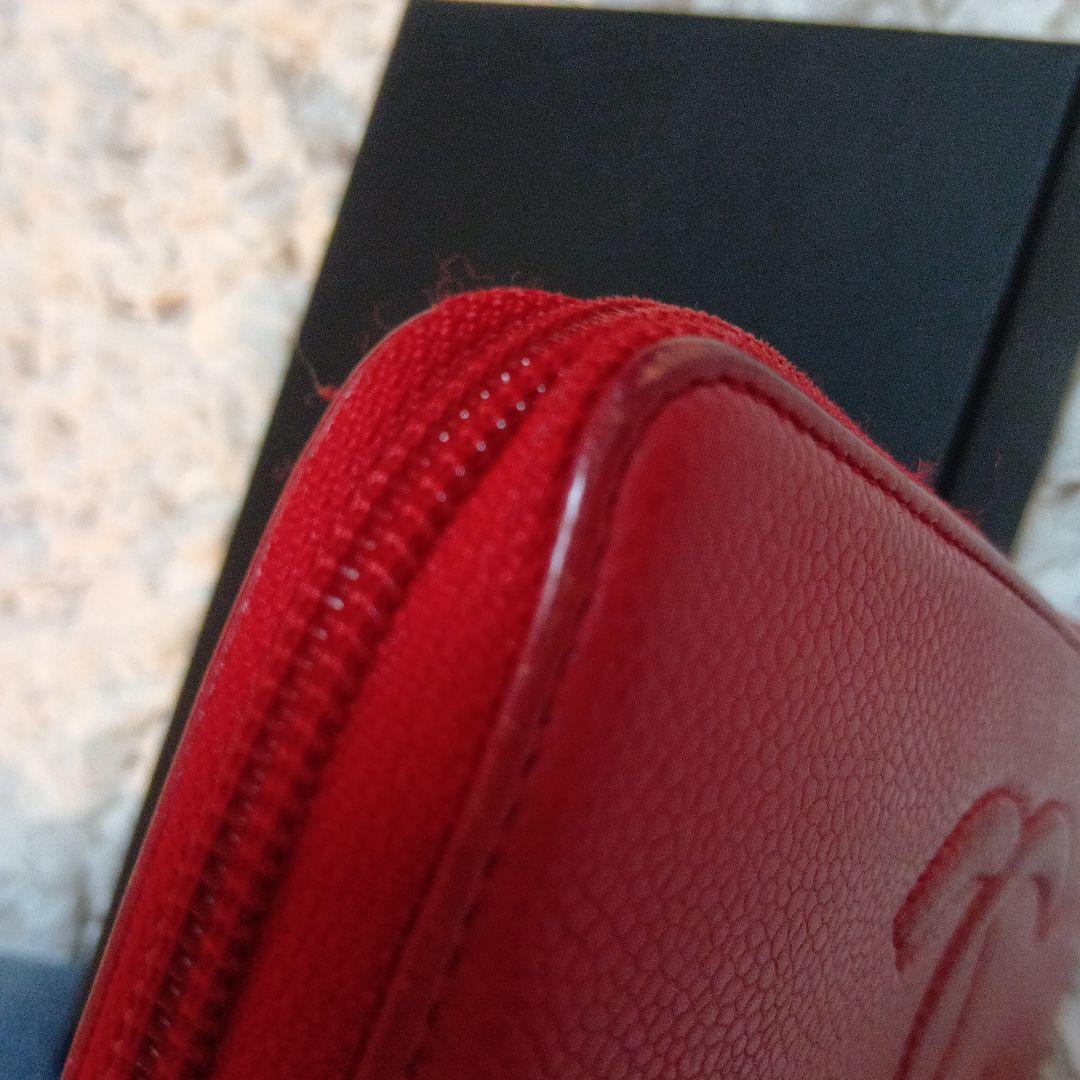 CHANEL ラウンドファスナー 長財布 赤 キャビアスキン シャネルココ