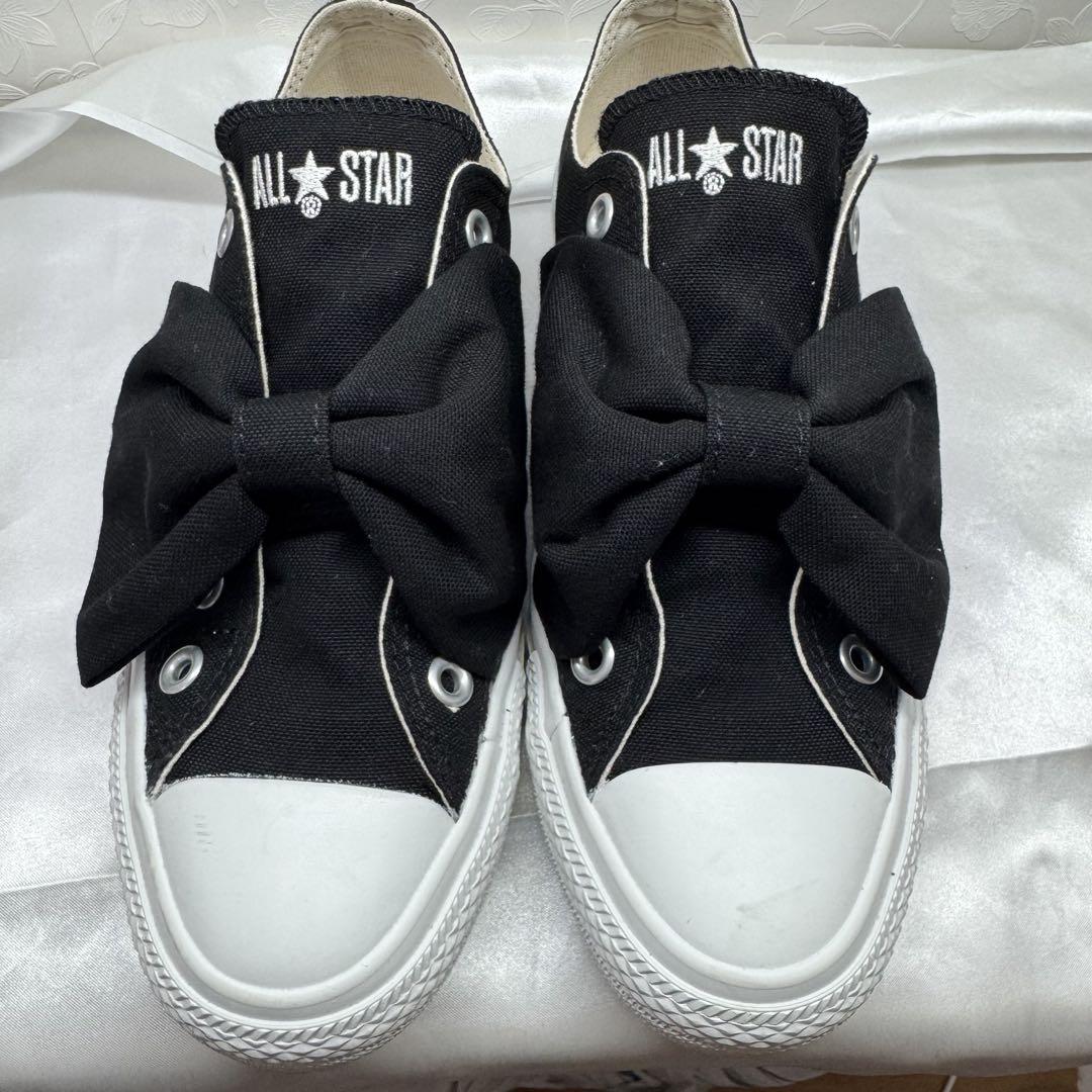 【美品】コンバースALL STAR ブラックリボンスニーカー　２４センチ