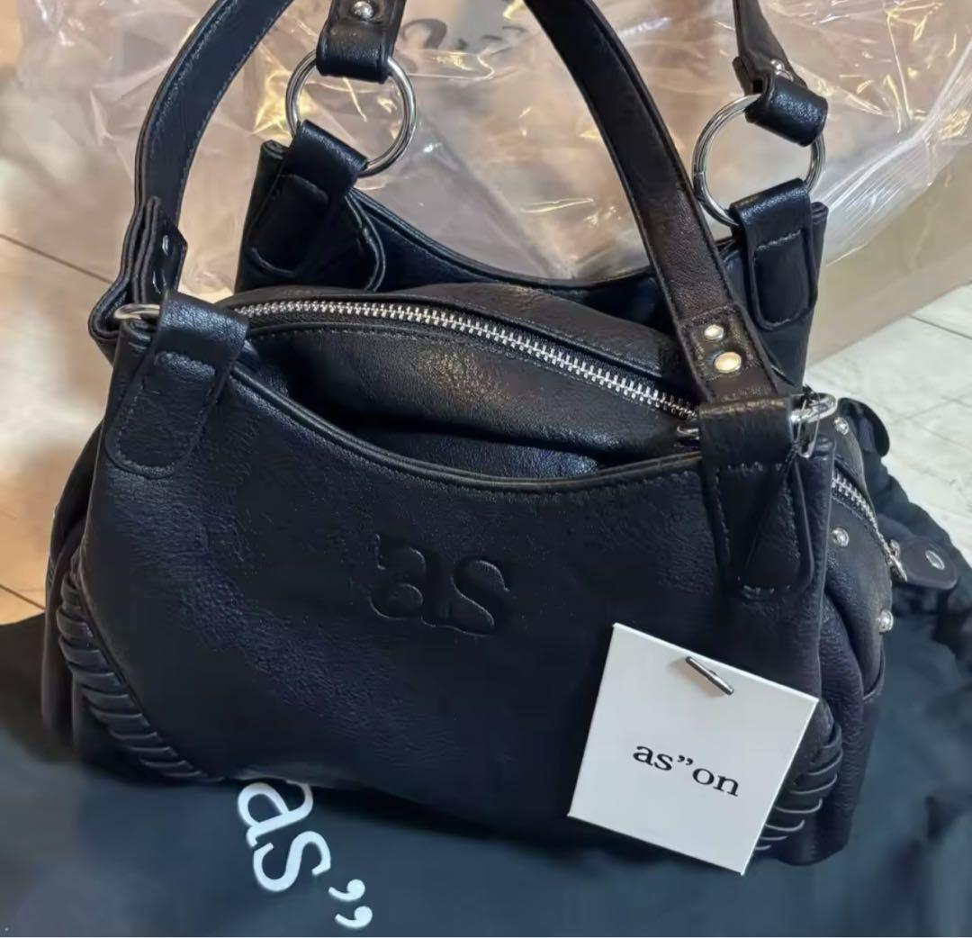 as\"on ason bag トートバッグ ショルダーバッグ　ブラック 韓国 as