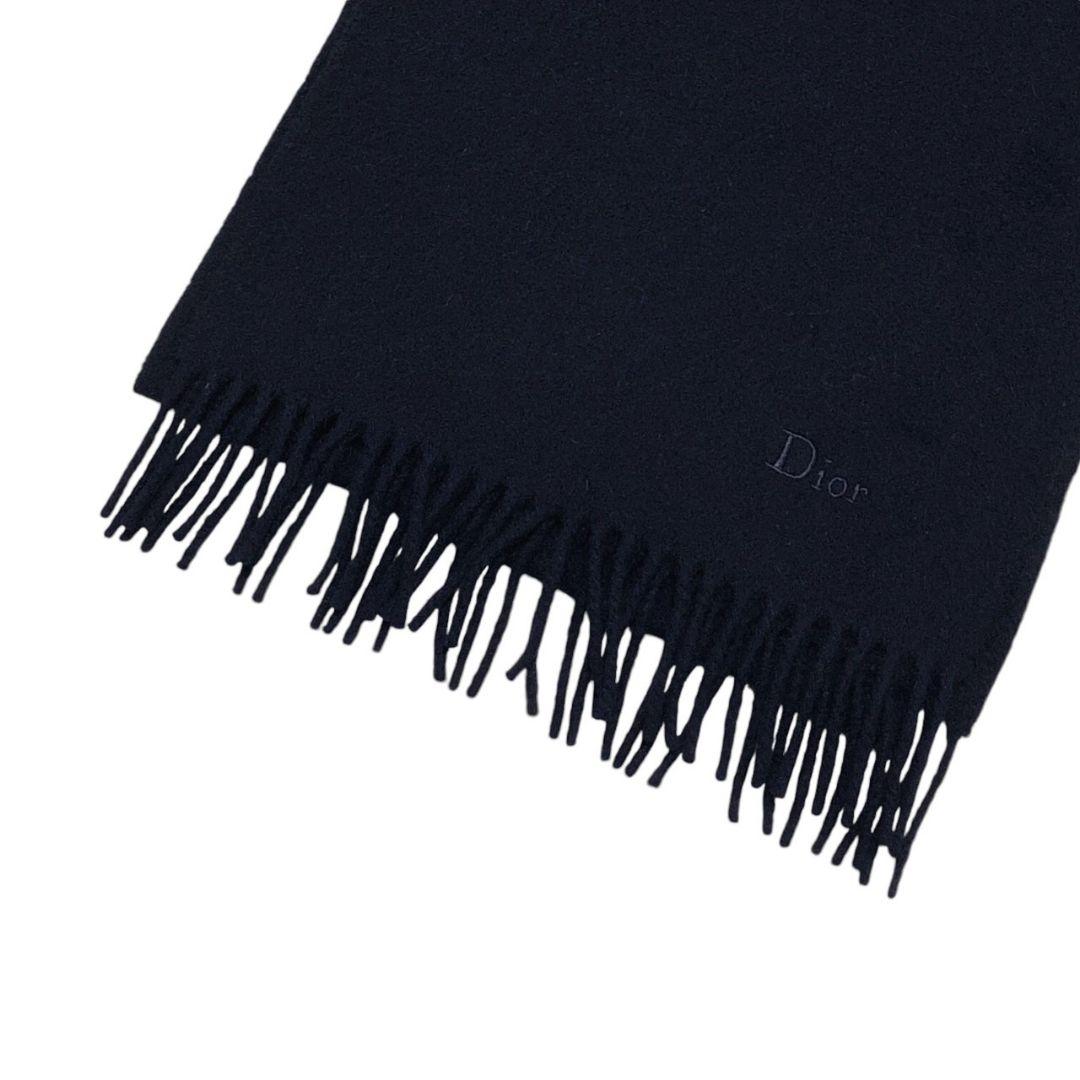 【美品】クリスチャンディオール Dior 刺繍ロゴ カシミヤ100% マフラー
