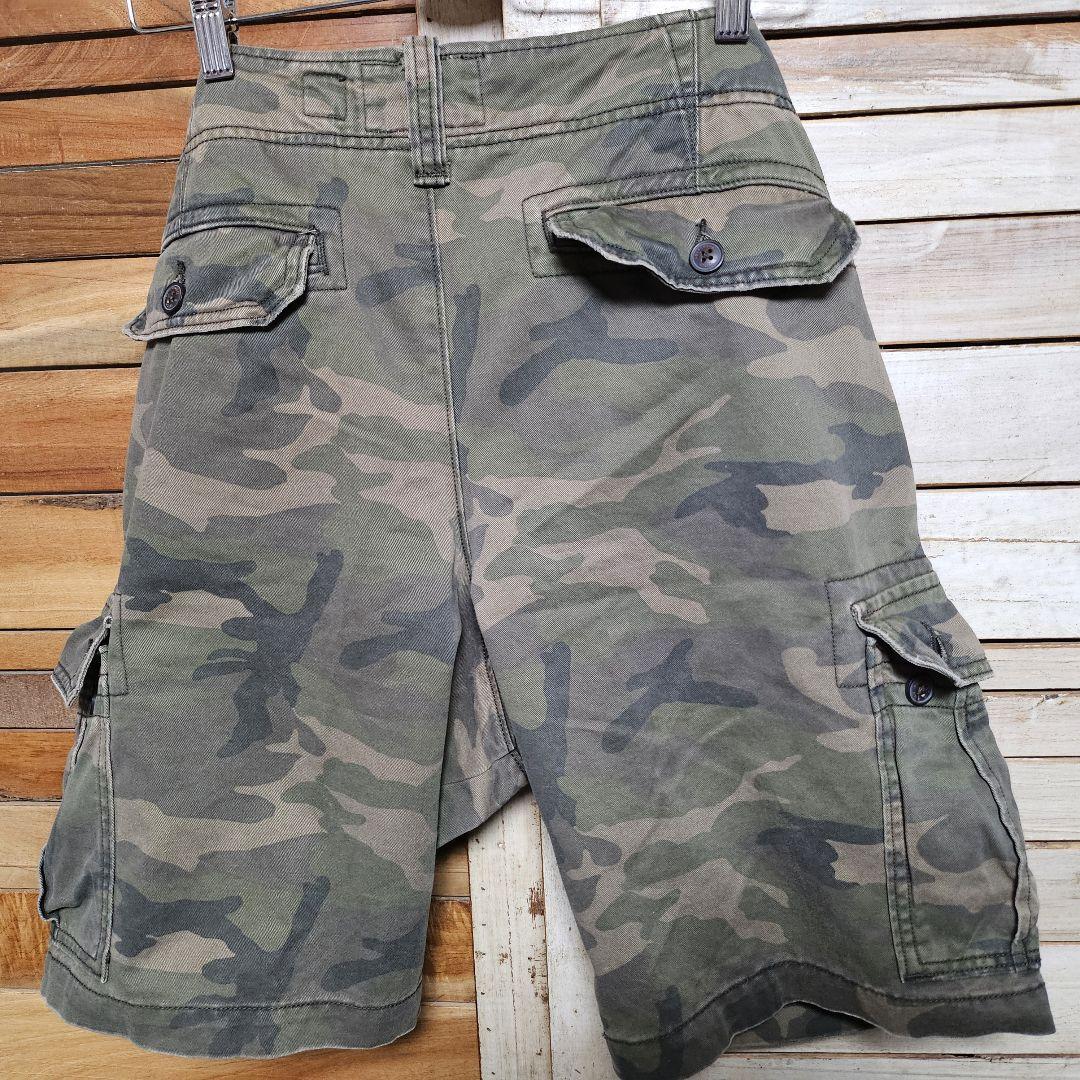 アバクロ ヴィンテージ加工 ショートパンツ ハーフ カーゴ カモ