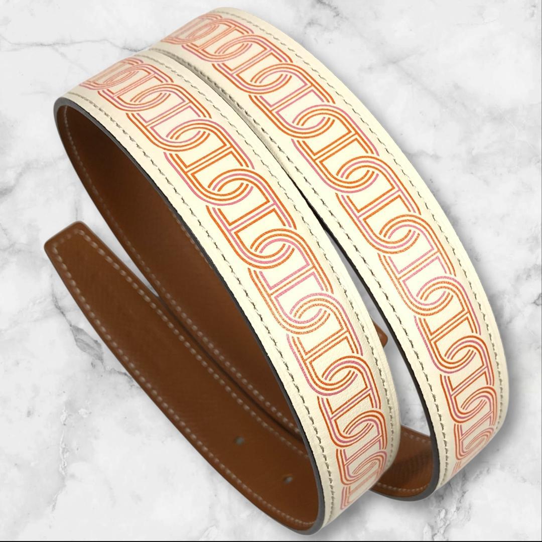 美品 エルメス シェーヌダンクル ベルト #75 Z刻印 バックル無し 89cm 美品 エルメス シェーヌダンクル ベルト #75 Z刻印 バックル無し