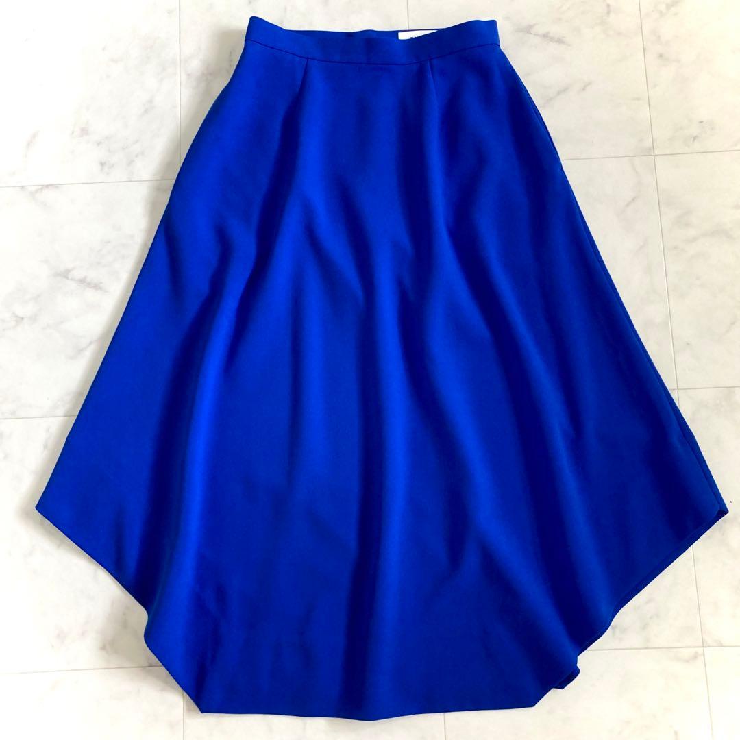 美品 エンフォルド ヘムラインスカート ブルー 38 ロング