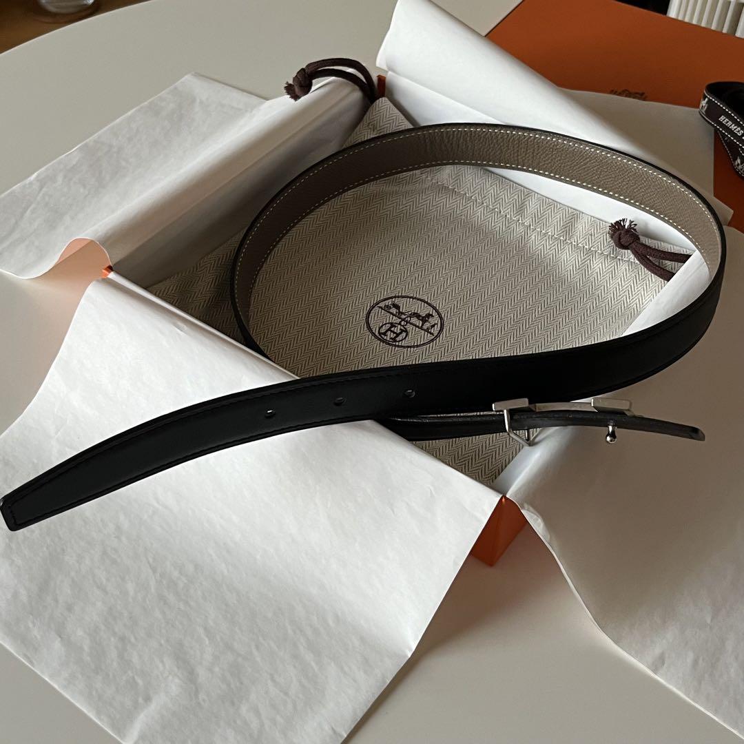 HERMES ベルトバックル(ミニH) レザーベルト