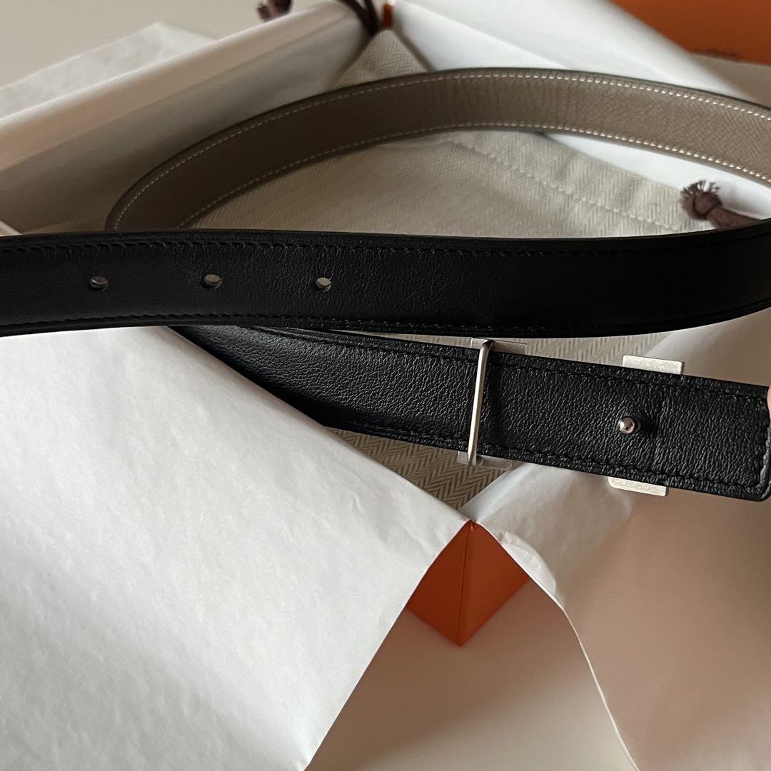HERMES ベルトバックル(ミニH) レザーベルト