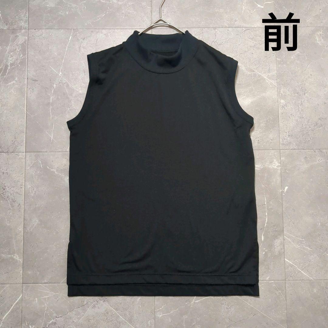 ネイキッドゴルフ　ノースリーブ　モックネック　バックプリント　黒　日本製