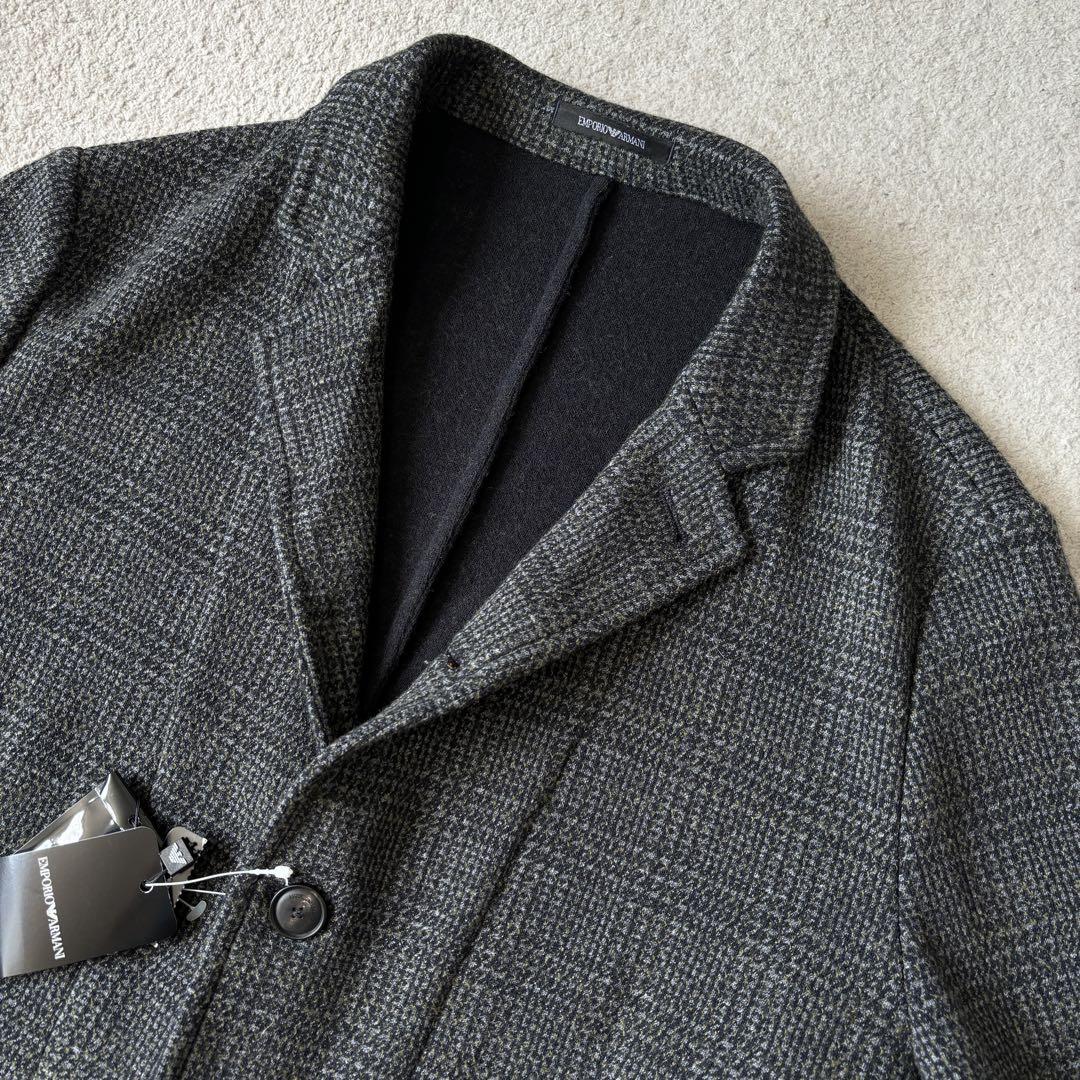 新品 タグ付き エンポリオアルマーニ 1枚仕立て ジャケット 黒タグ チェック