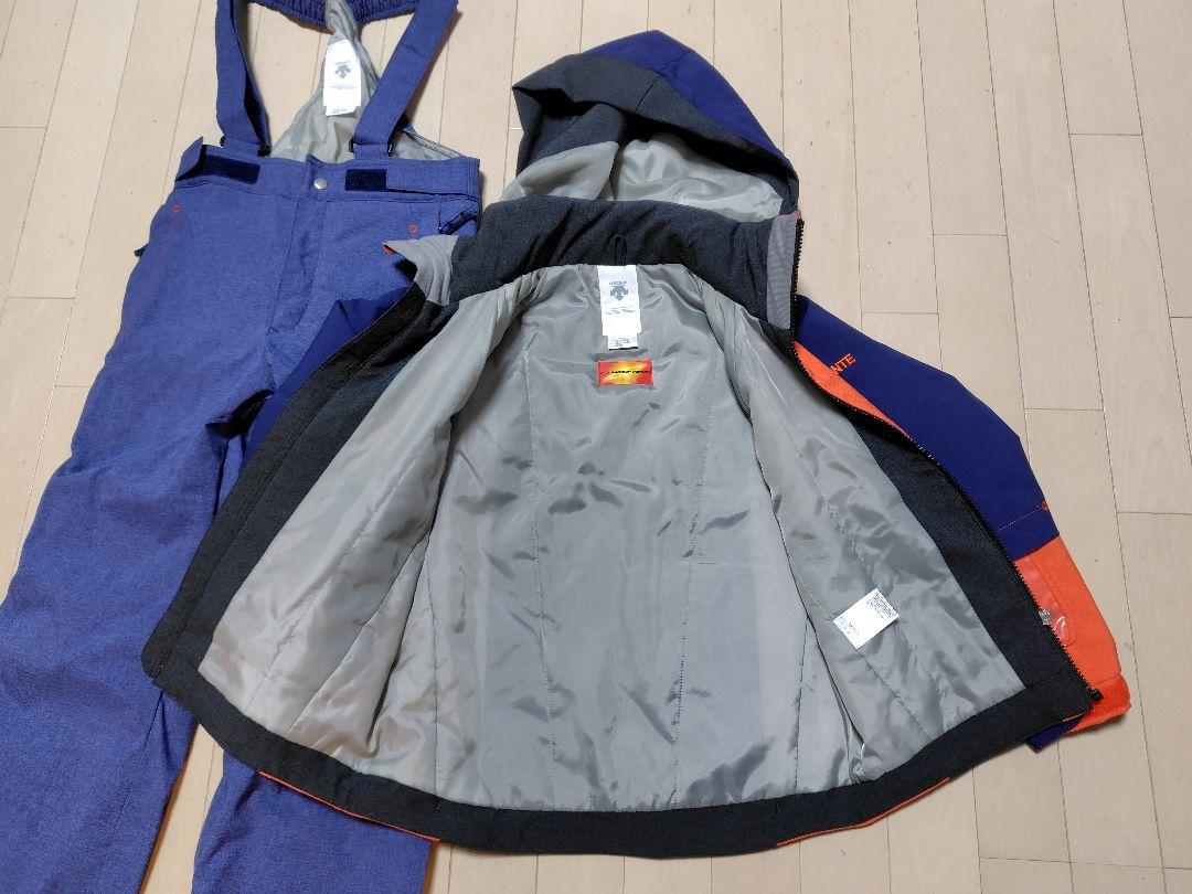 DESCENTE 子供用スキーウェア 130 サイズ調整可 オレンジ✕青