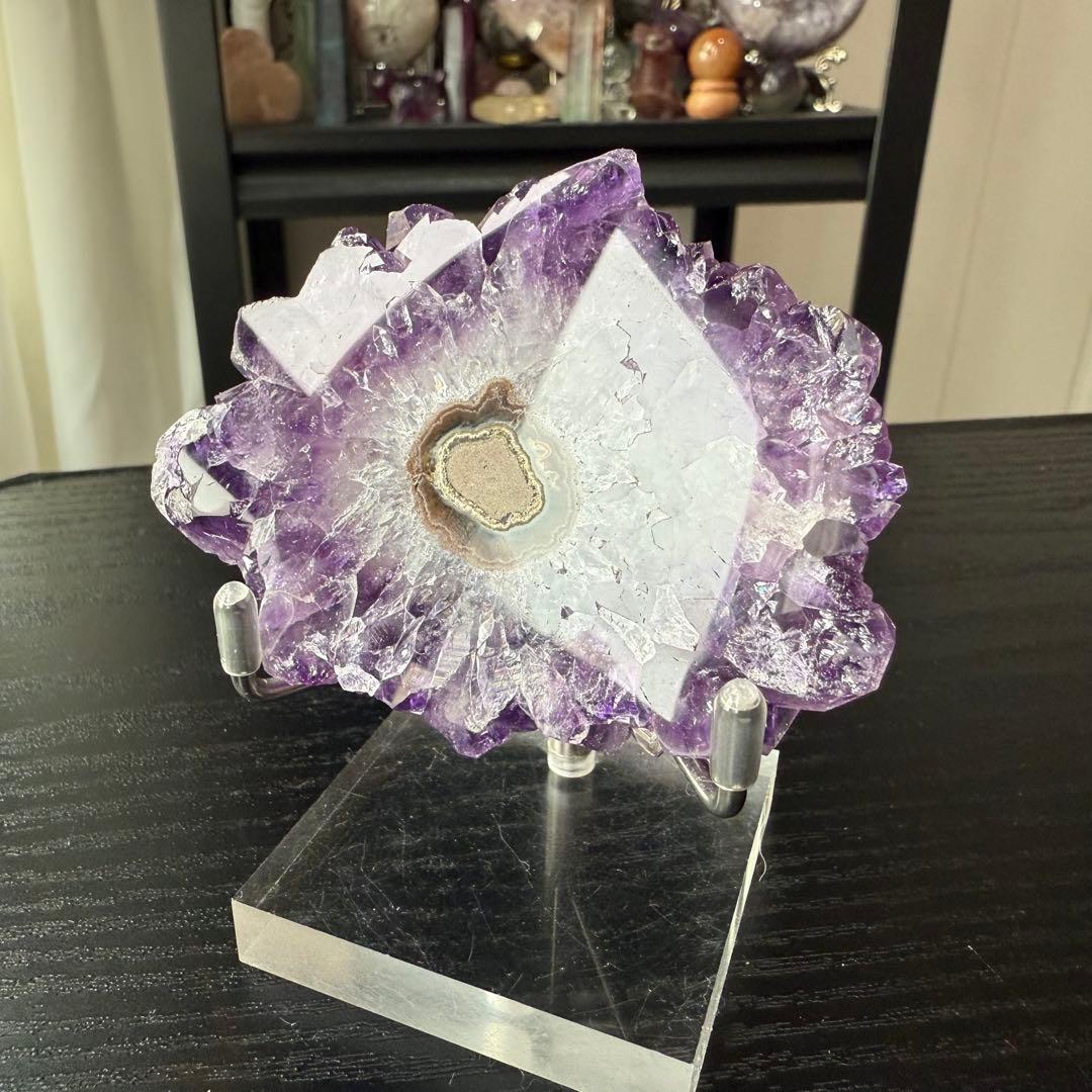 天然石オウム&アメジスト　置物NO.090812 天然石オウム&アメジスト 置物NO.090812 家具・インテリア G8ay3