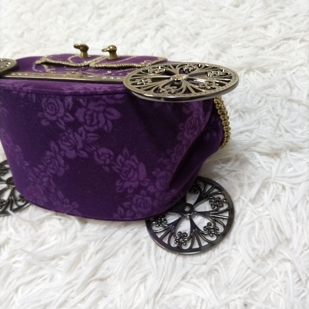 極美品　廃盤　ANA SUI アナスイ　がま口　ハンドバッグ　馬車　金具　紫