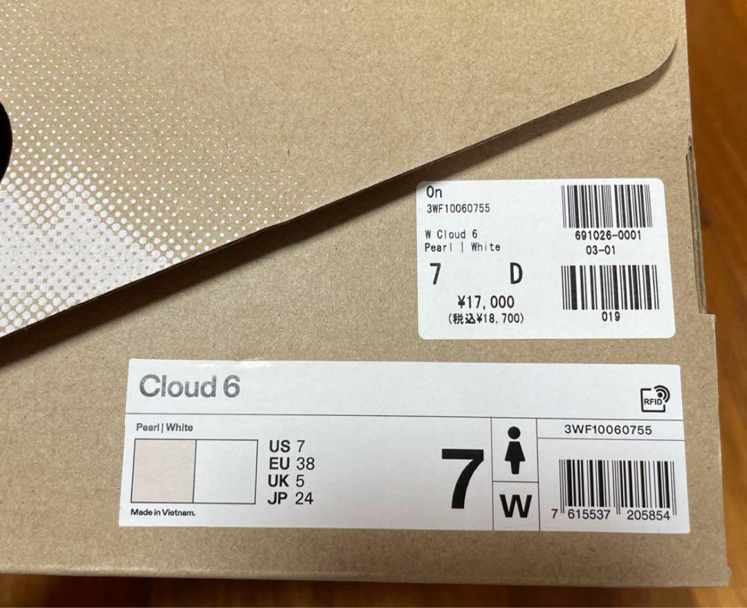 ON オン Cloud 6 スニーカー ペールホワイト 24cm