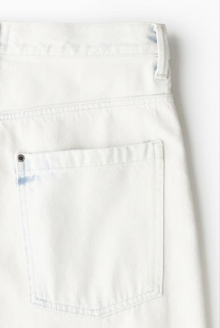【新品】H&M スーパーバギーデニム W32 L30 ホワイト/ブルー
