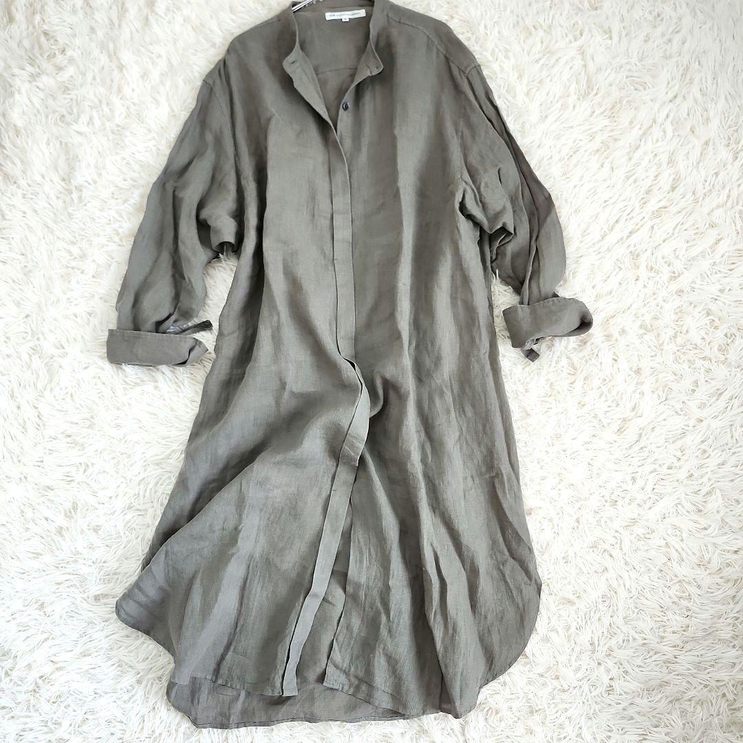 【美品】23区 大きいサイズ　シャツワンピース リネン　グレー　46