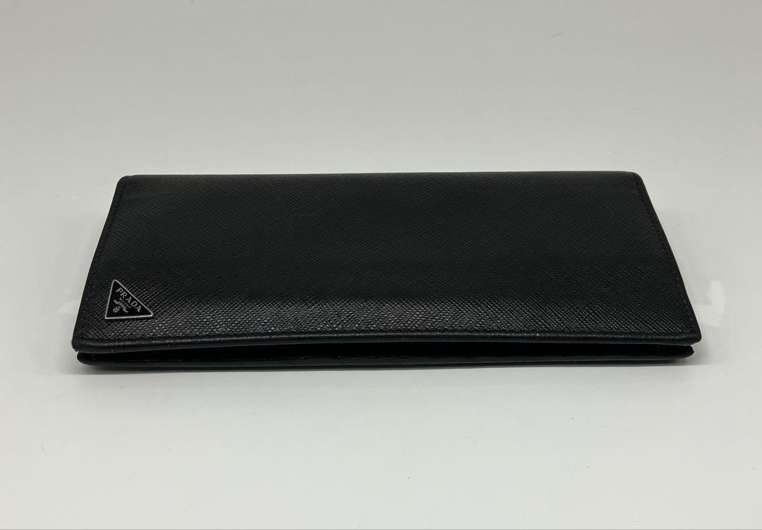 ⭐️ 美品 プラダ サフィアーノ トライアングル 二つ折り長財布 ブラック 鑑定済