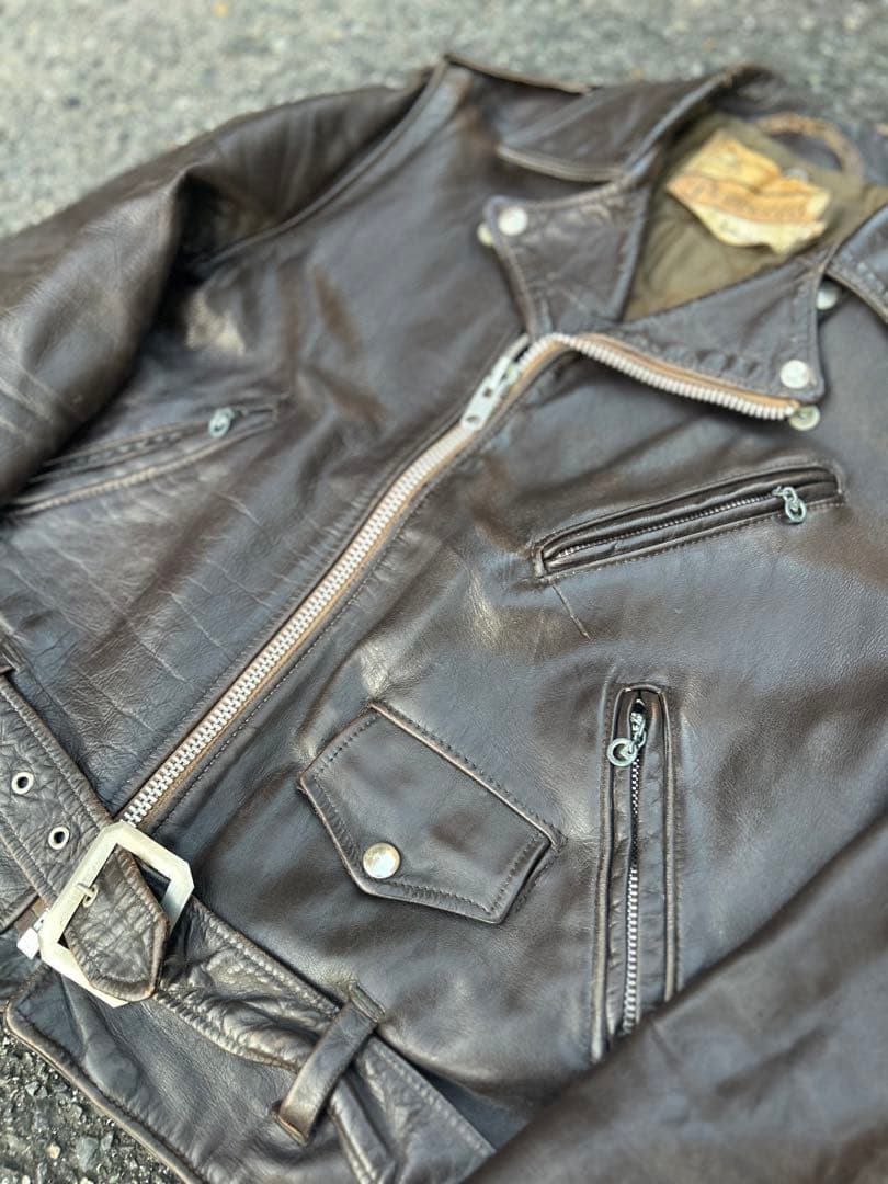 希少!! Schott 牛タグ 前期 ワンスター ブラウン レザー ライダース 希少!! Schott 牛タグ 前期 ワンスター ブラウン レザー ライダース