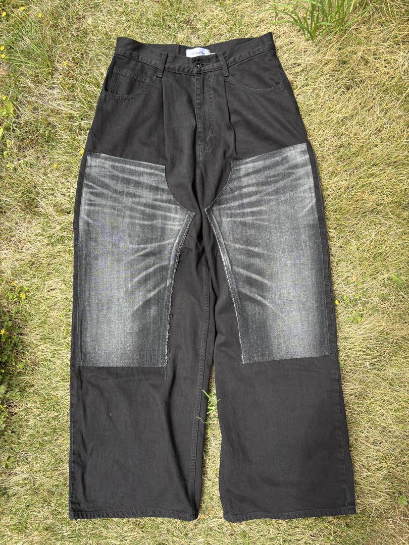 Double knee black denim リメイクデニム