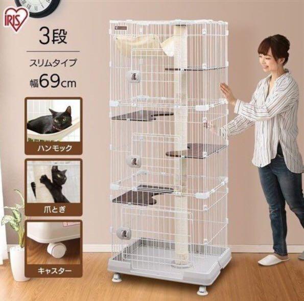 メルカリ 新品 キャットケージ 3段 猫 キャットタワー スリム キャスター付き 猫用品 24 800 中古や未使用のフリマ