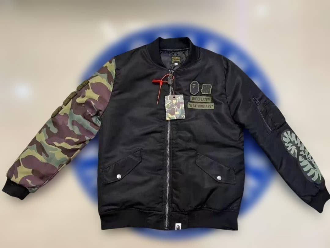 A BATHING APE MA-1 フライトジャケット L ブラック/カモフラ