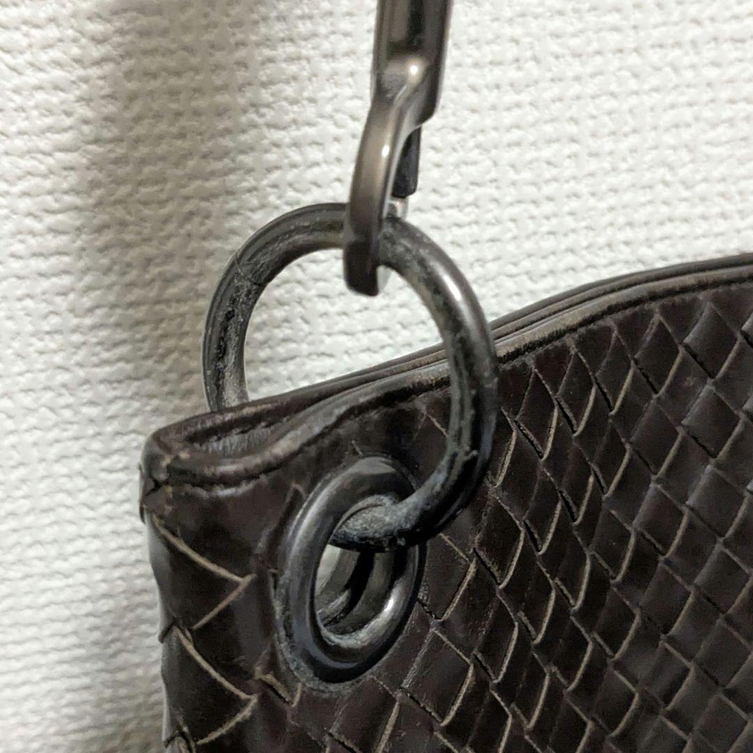 ボッテガ ヴェネタ イントレチャート ショルダーバッグ ダークブラウン