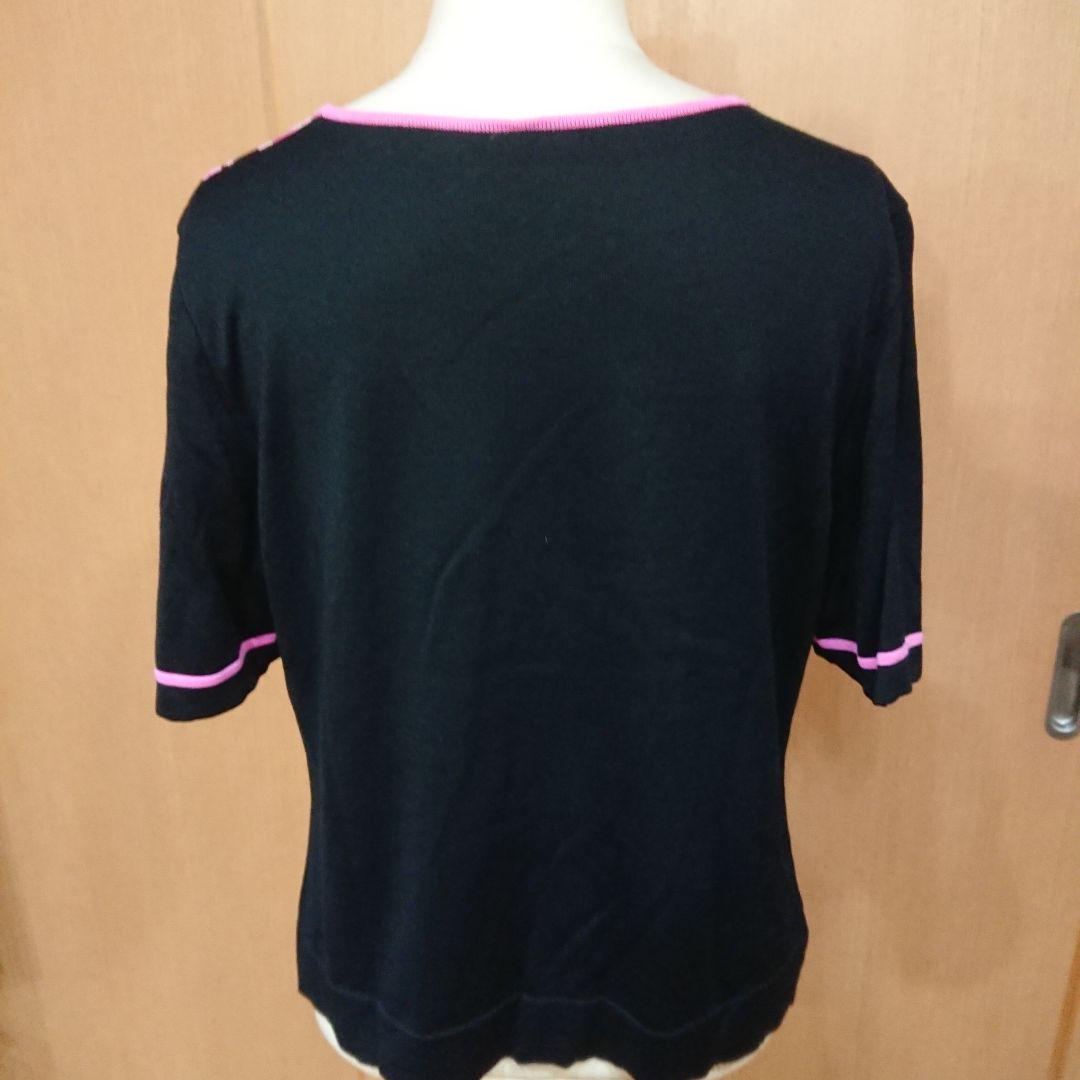 レオナール　花柄 半袖カットソー Tシャツ サイズＬＬ ブラック