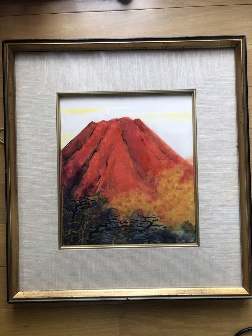 レトロ 能島康明 油彩画 風景画 巨木 絵画 額縁 美術 芸術