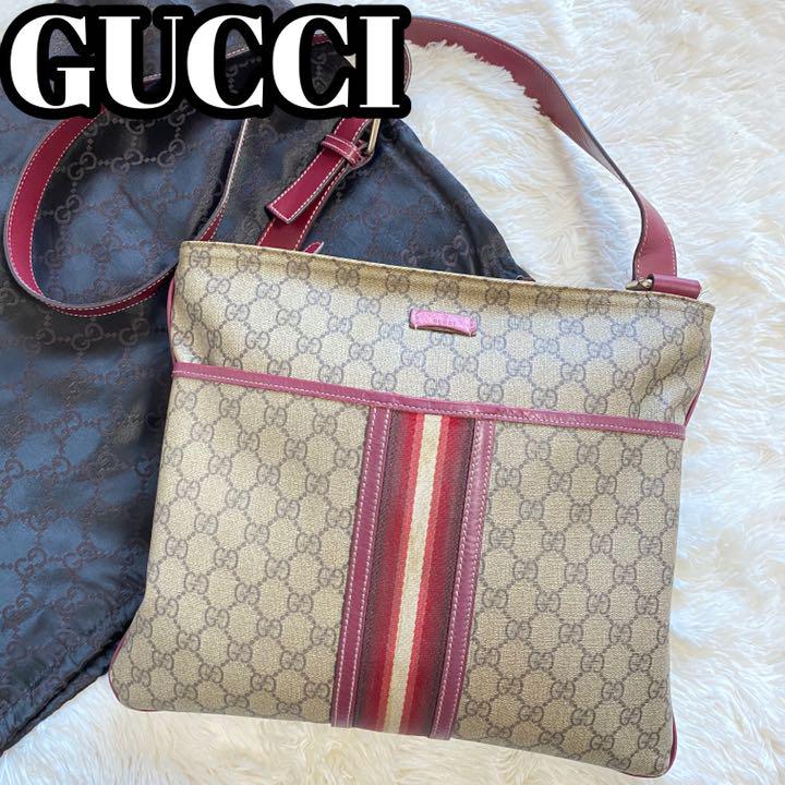 【破格値下げ】 PVC×レザー シェリーライン ショルダーバッグ 【しま様♡】GUCCI - ショルダーバッグ