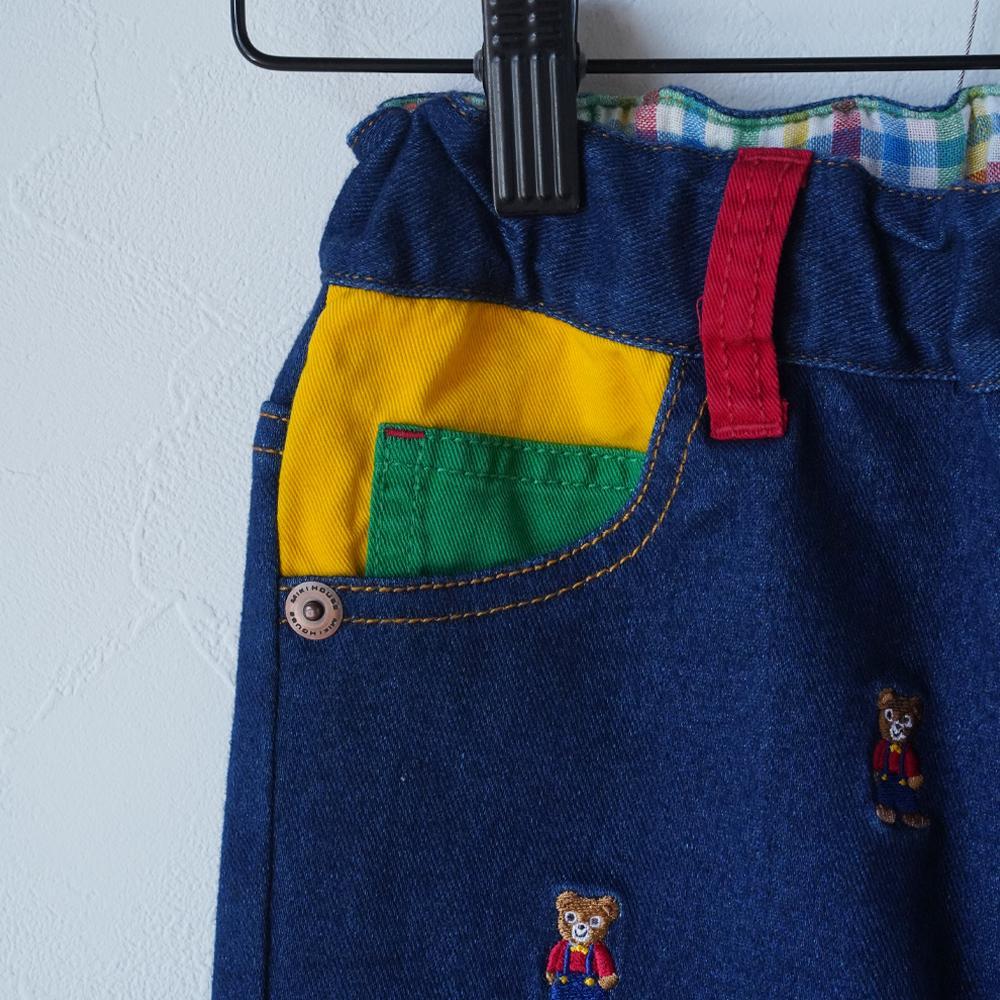 【新品未使用】ミキハウス 120 プッチー 刺繍 パンツ カラフル