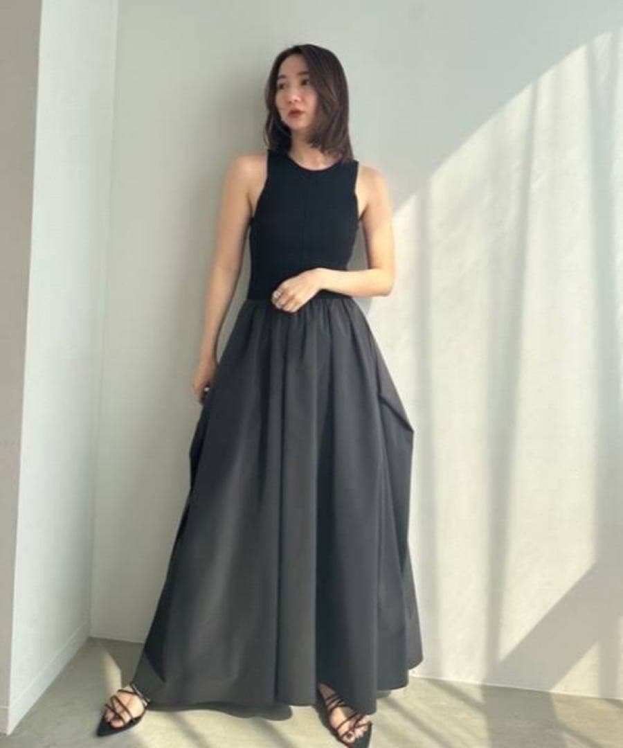 [美品]FRAY I.D/ＥＣＯＶＥＲＯアメスリニットコンビワンピース