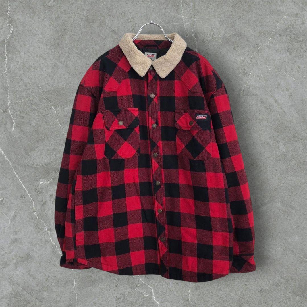 【k8906】USA古着ディッキーズ00s襟ボアCPOシャツジャケットブルゾン