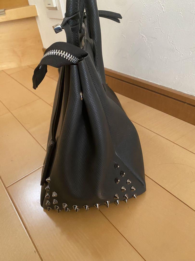 ジャンニキャリーニ ハンドバッグ スタッズ PVC ブラック IENA