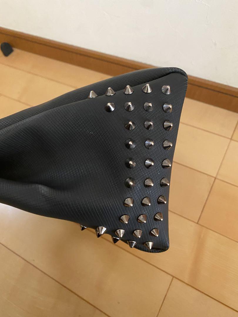 ジャンニキャリーニ ハンドバッグ スタッズ PVC ブラック IENA
