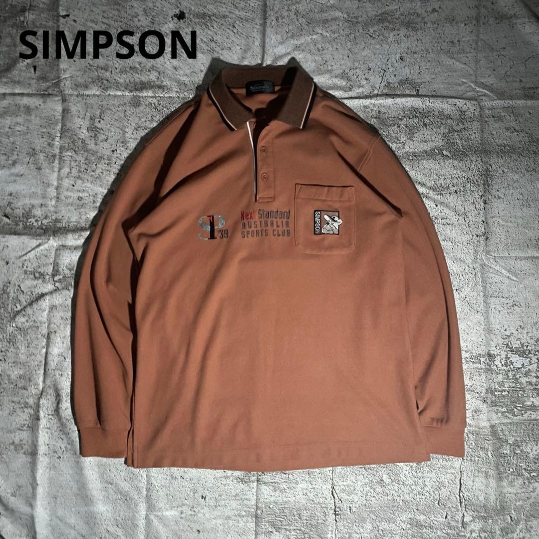 00's vintage ポロシャツ　長袖　アメカジ　橙色　SIMPSON