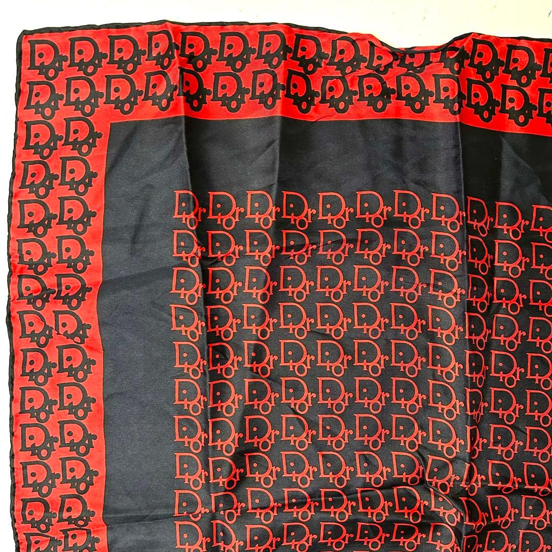 Dior シルク　62cm スカーフ　トロッター　ネイビー　レッド c