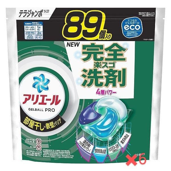 アリエールジェルボールプロ部屋干し用つめかえ用　テラジャンボ89個入✖6袋