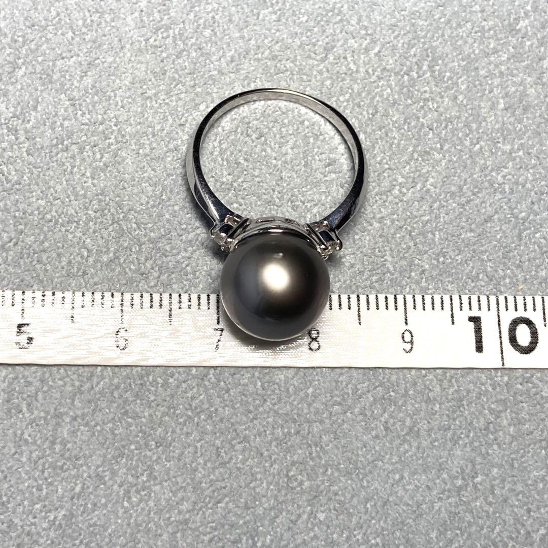 Pt900 黒蝶真珠(タヒチ) ダイヤモンド リング