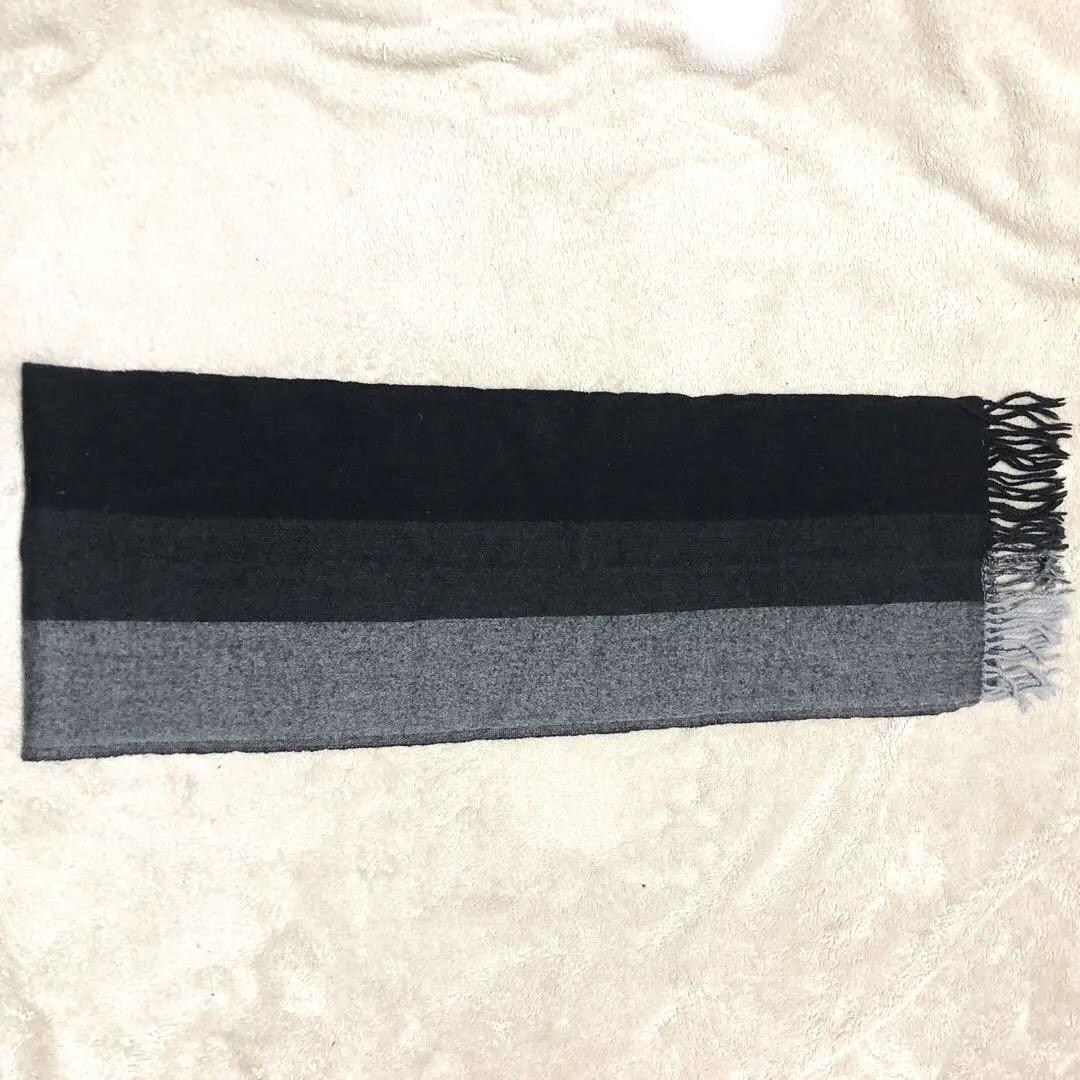 【美品】BURBERRY BLACK LABAL マフラー 長め ロゴ ブラック