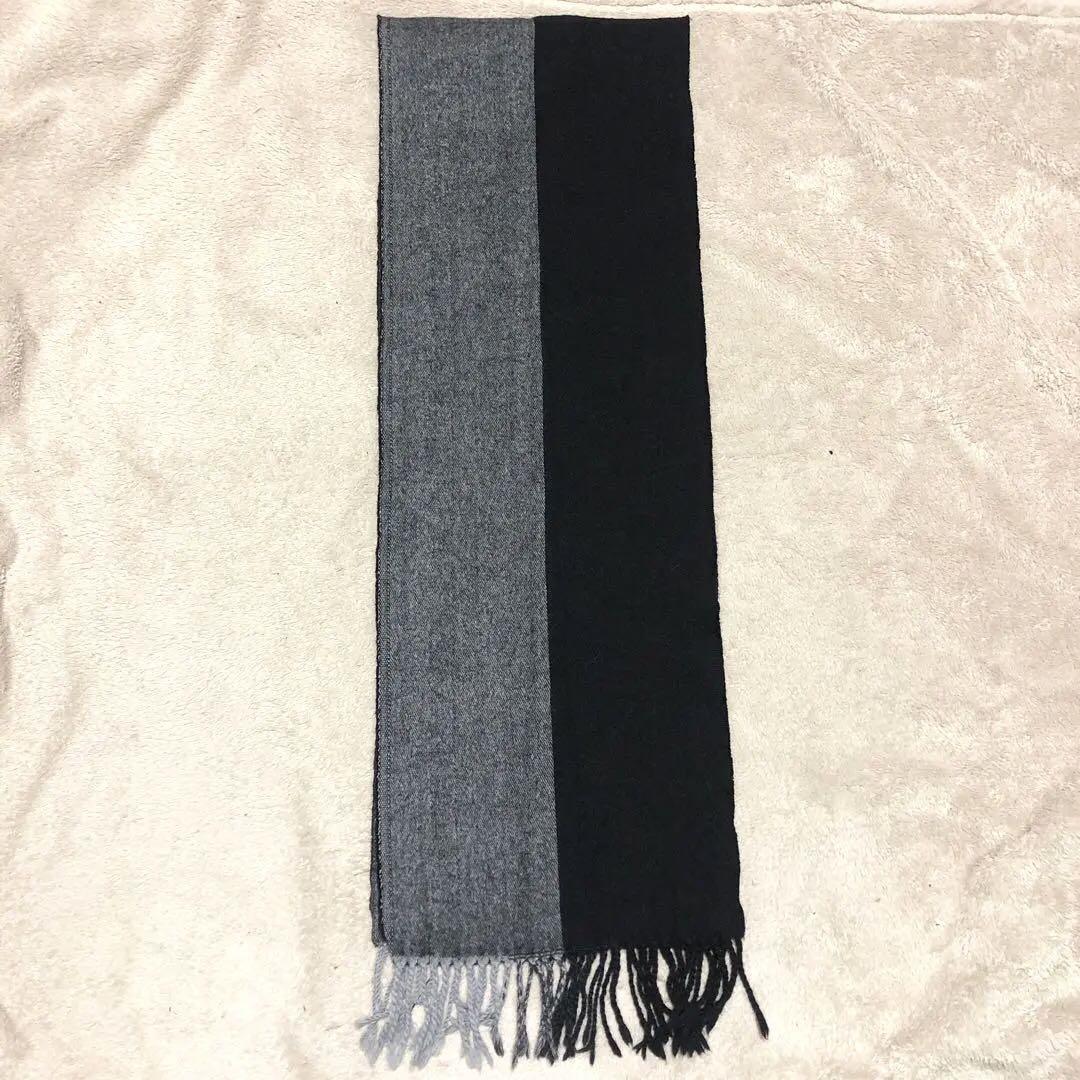 【美品】BURBERRY BLACK LABAL マフラー 長め ロゴ ブラック