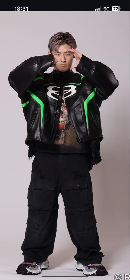 BALENCIAGA 平本蓮着用 レザージャケット レーシングジャケット 画像3