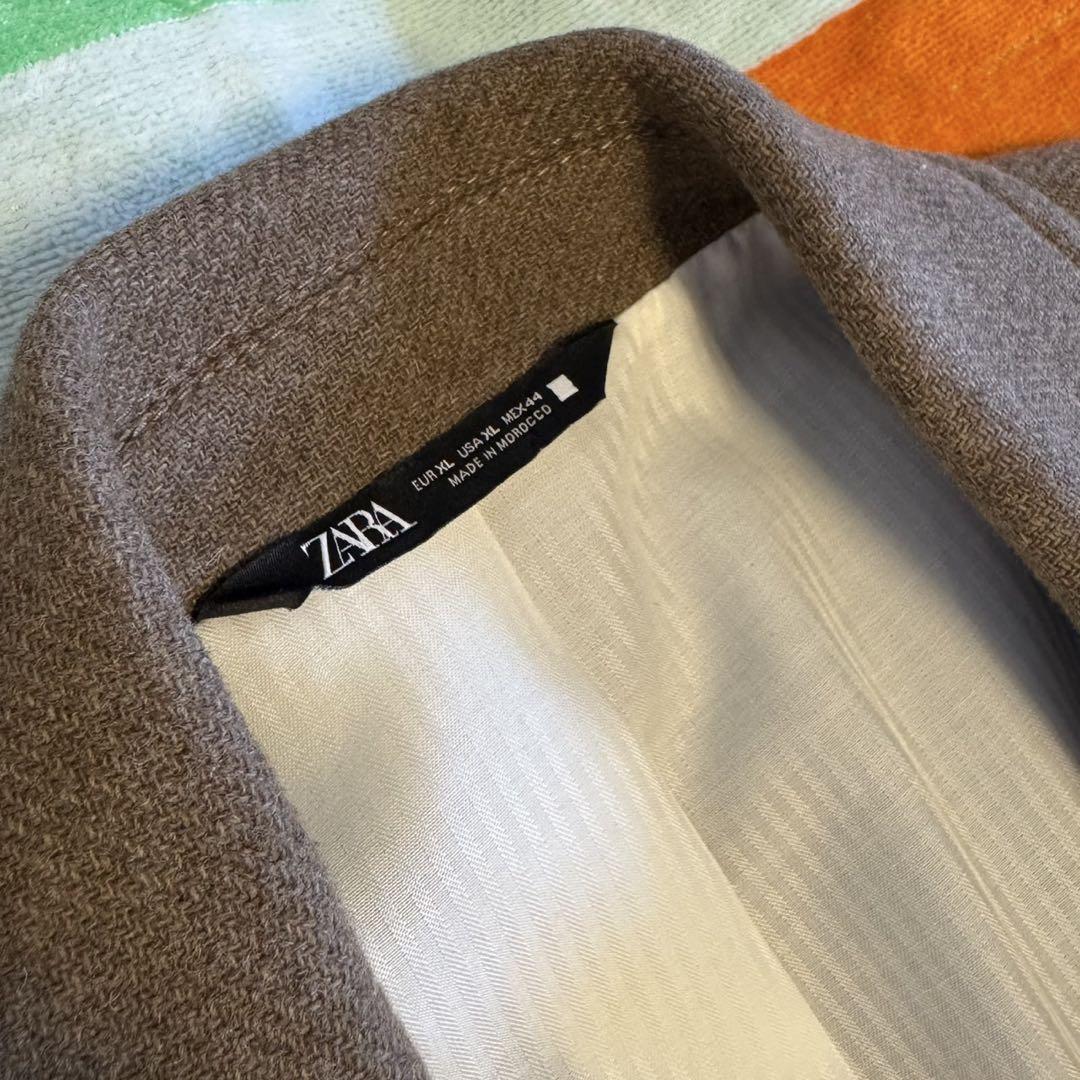 ❤️ZARA❤️ チェスターロングコート ブラウン系 千鳥格子 《S
